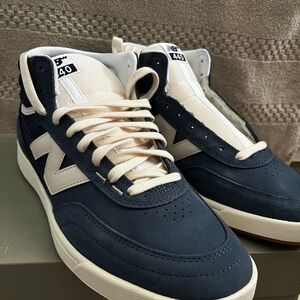New Balance Men's Navy and Cream Sneakers